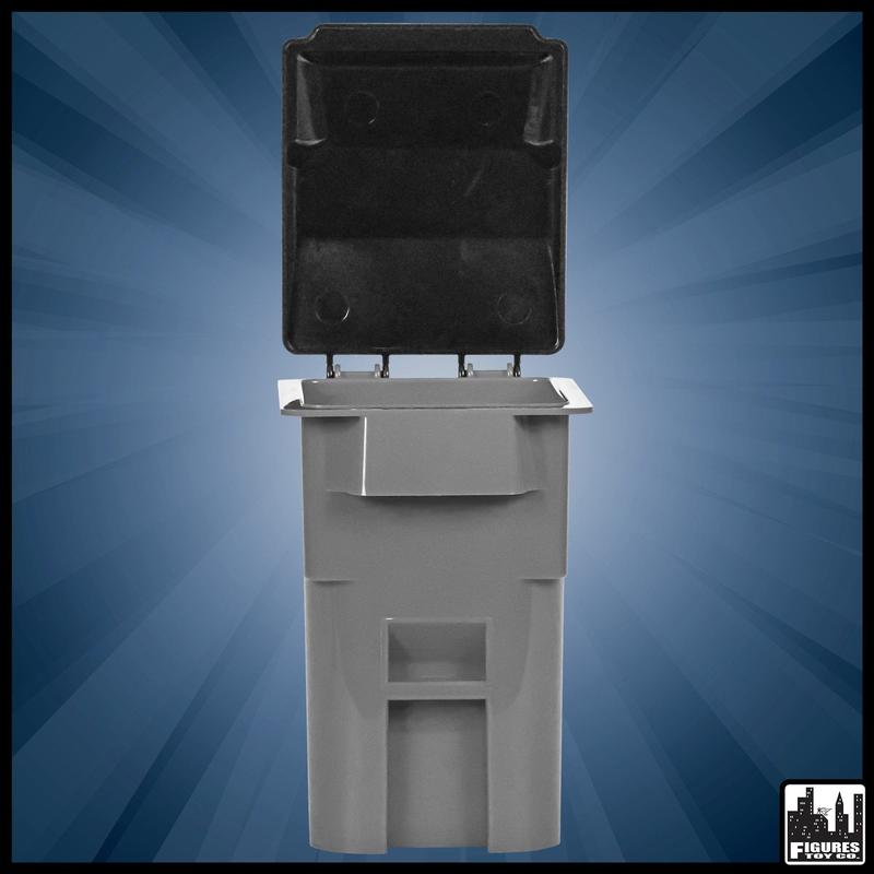 Gray Trash Can With Lid & Wheels for WWE & AEW Wrestling Figures