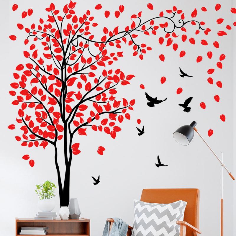 Tree & Bird Pattern Wall Sticker, 1 Set Self Adhesive Removable Wall Decal, Decorative Sticker for Home Bedroom Living Room