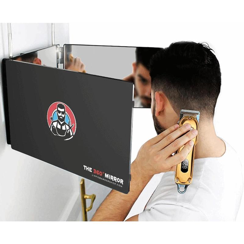 The 360 Mirror - 3 Way Mirror for Self Hair  - Adjustable Trifold Barber Mirror to Cut Your Own Hair - Tri Fold Self Haircut System for Men and Women Braiding - Three Sided Mirror for Haircuts