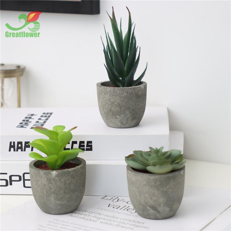 Succulent Plant Decoration Craft, 3pcs Home Decoration Simulation Potted Plants for Office, Artificial Decorative Potted Succulent Ornaments, Home Decor, Room Decor