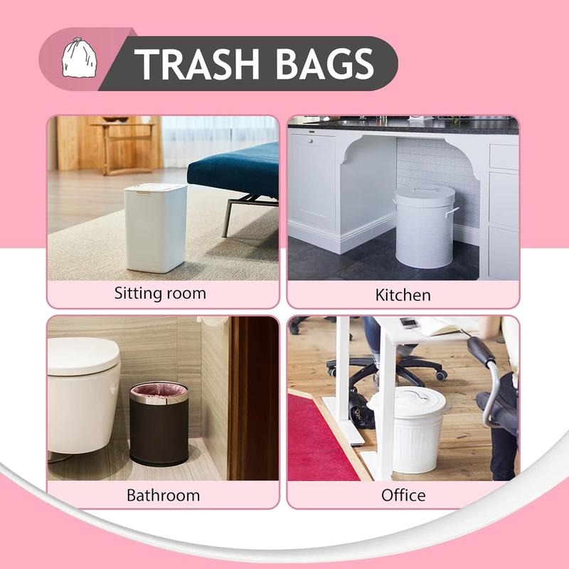 5 Gallon 180 Counts  Strong Trash Bags Garbage Bags, Bathroom Trash Can Bin Liners, Small Plastic Bags for home office kitchen, fit 12-15 Liter, 3,3.5,4.5 Gal, Pink