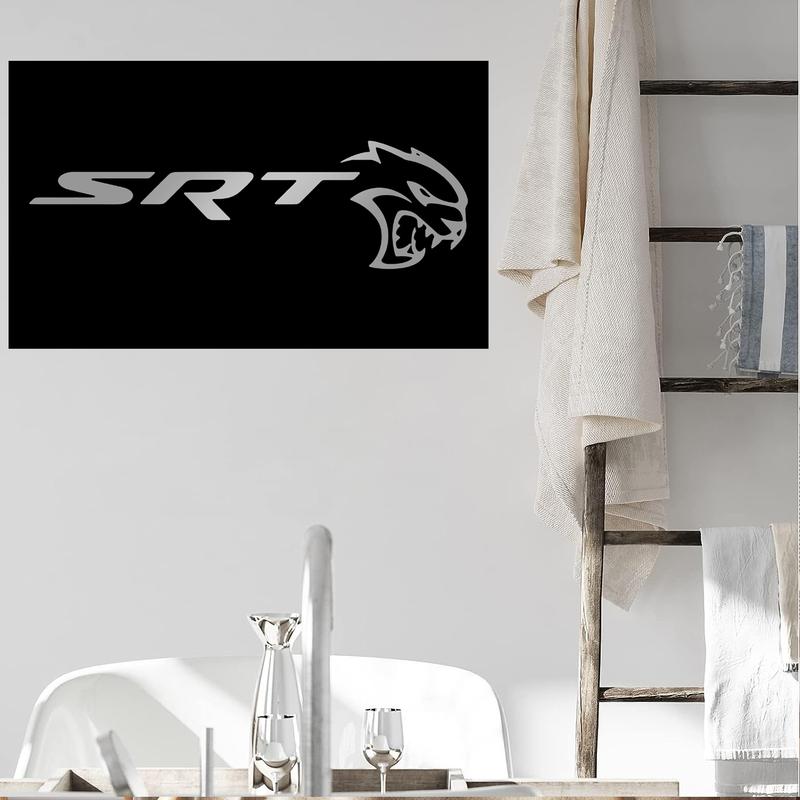 SRT Car Flag Black  with 4 Brass Grommets 3x5 Ft Wall Tapestry Banner for Indoor Outdoor Living Room Garden,Lawn,Yard Home Decor