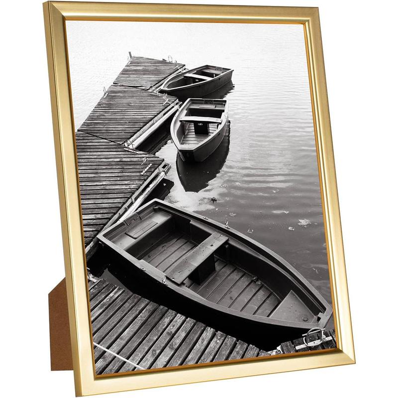 8x10 Picture Frames, Gold Photo Frames for Wall or Tabletop Display, Simple Design Glossy Finish Frame for Home Decoration, Office, Hotel and Various Ceremonies Praties