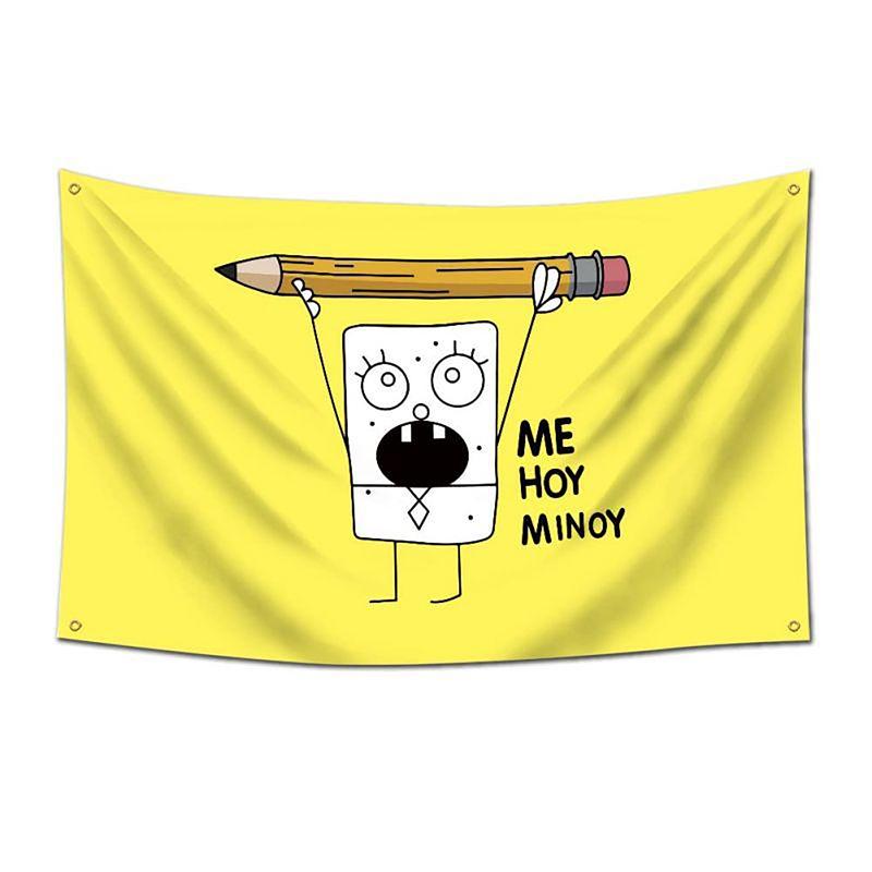 DoodleBob Me Hoy Minoy 3x5Ft Flag Tapestry for Wall Hanging Bedroom Living Room College Dorm Decor Banner With 4 Brass Grommets