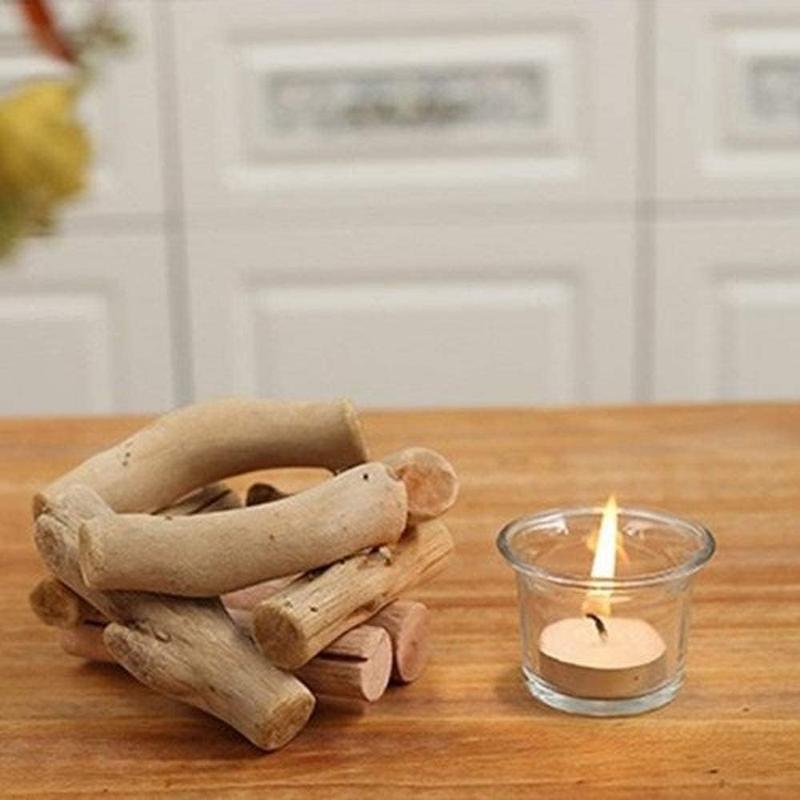 Handmade Wooden Tea Light Candle Holder with Glass Cup Rustic Country Coastal Style for Farmhouse Home Decoration Home Altar Decoration Holoday Wedding Decoration