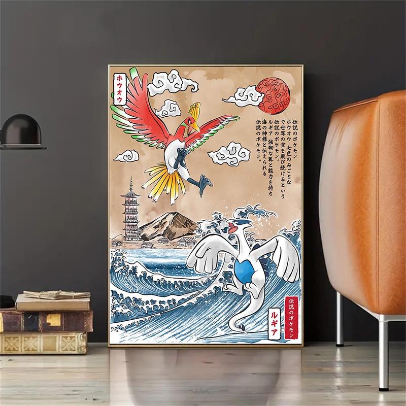 Cartoon Pattern Unframed Painting, 1 Count Retro Anime Figures Canvas Painting, Vintage Wall Art for Living Room Bedroom Home Decor