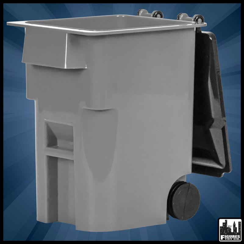 Gray Trash Can With Lid & Wheels for WWE & AEW Wrestling Figures