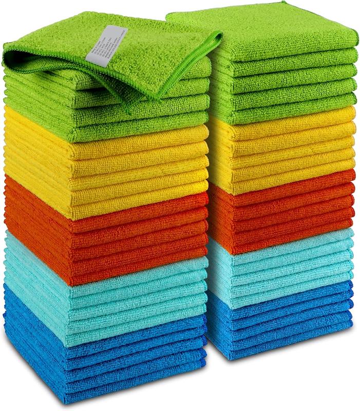 50-Pack Microfiber Cleaning Cloths for Cars – Ultra-Soft, Lint-Free Towels for Streak-Free Shine and Interior Detailing