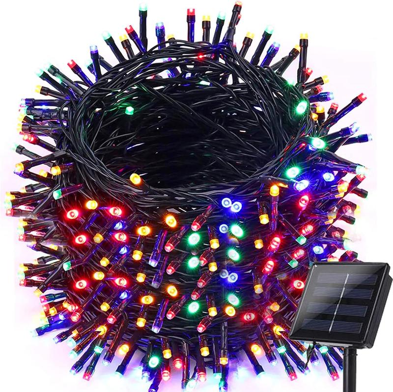 Solar Christmas Lights Outdoor, 98.4ft 300 LED Solar Fairy String Lights, 8 Modes Waterproof Christmas Lights for Garden, Patio, Bush, Home, Party, Wedding, Holiday, Tree Decorations (Multicolor)