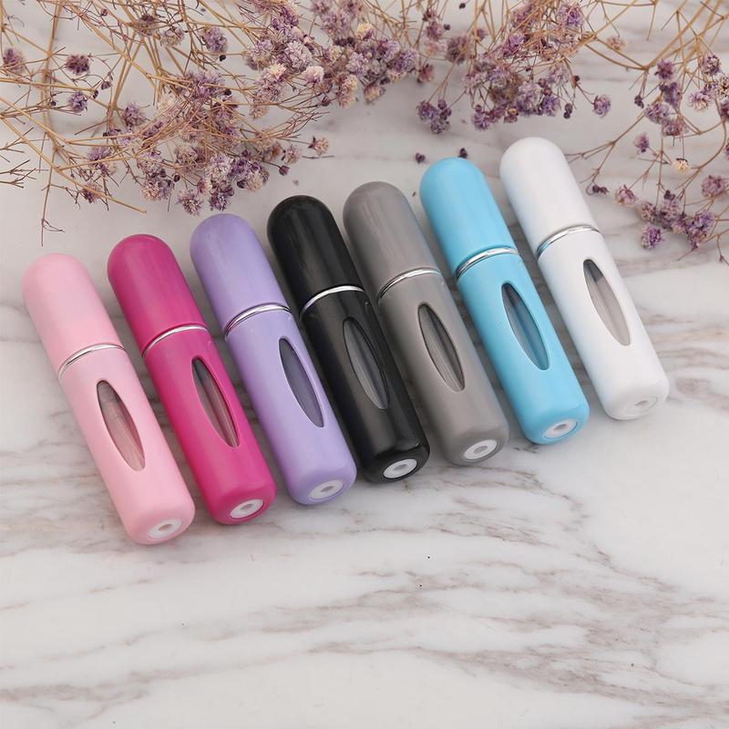 Portable Empty Spray Bottle, 7 Counts 5ml Pocket Perfume Dispenser, Mini Spray Bottles, Facial Toner Dispenser Bottle for Travel, Vanity Desk Accessories, Gifts for Girlfriend