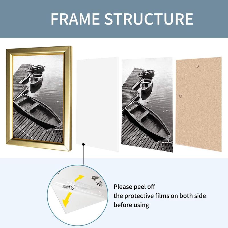 8x10 Picture Frames, Gold Photo Frames for Wall or Tabletop Display, Simple Design Glossy Finish Frame for Home Decoration, Office, Hotel and Various Ceremonies Praties