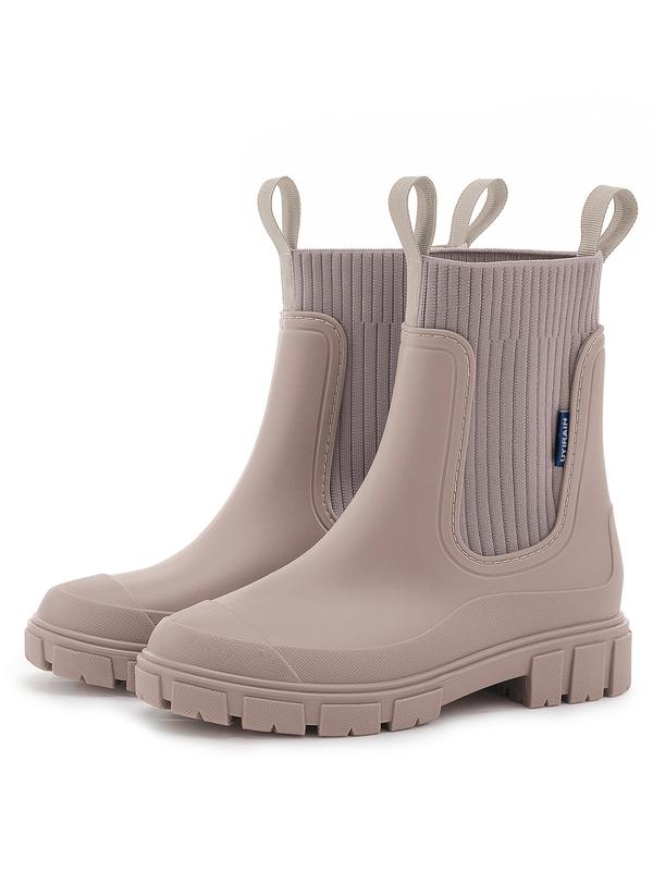 Women's Fashionable Solid Color Rain Boots, Casual Waterproof Non-slip Sock Boots for Daily Wear, Female All-match Trendy Shoes for Outdoor