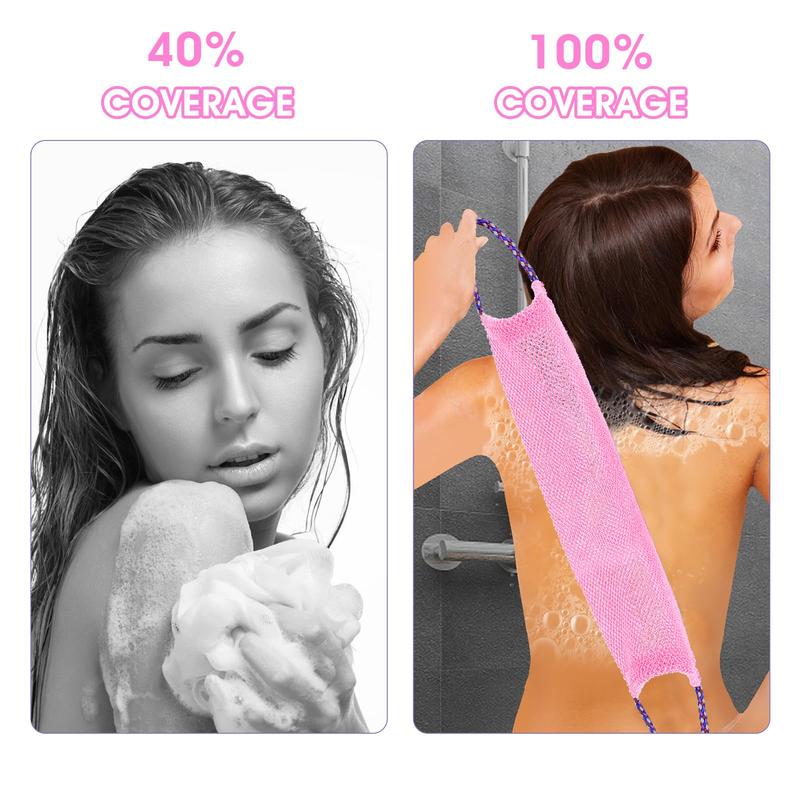 MOTSHY 2 Pieces African Exfoliating Net, African Net Sponge Exfoliating Back Scrubber for Shower African Long Net Shower Sponges Exfoliating Loofahs for Women Men Body Washing Accessories