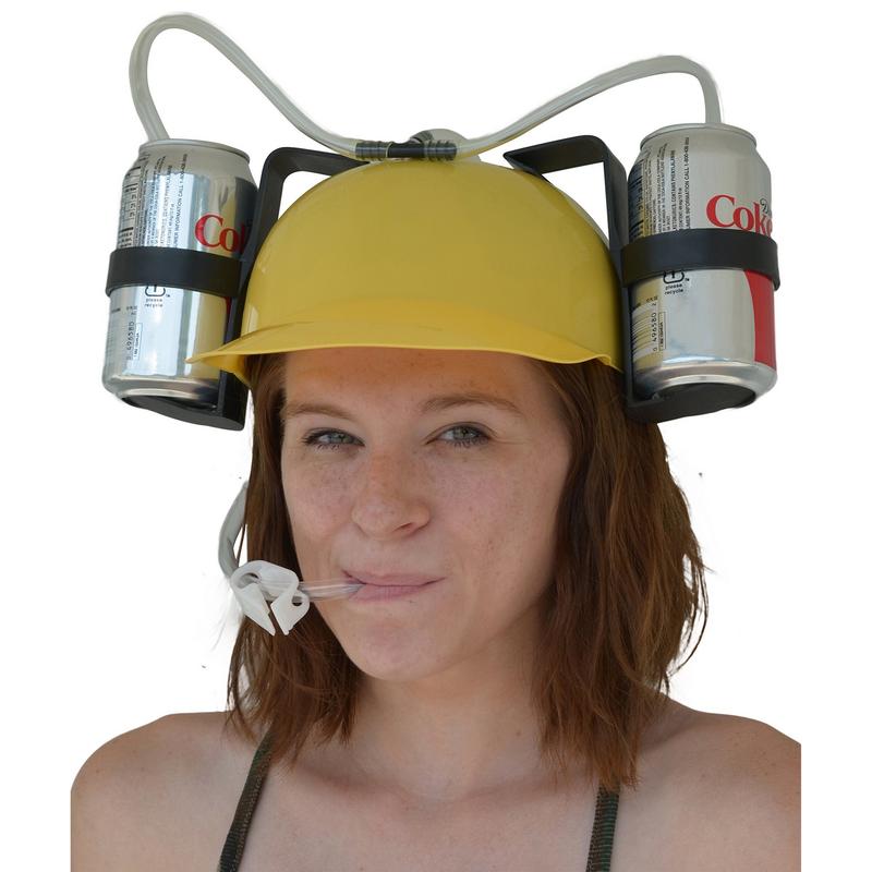 Fairly Odd Novelties Beer and Soda Guzzler Helmet and Drinking Party Hat, Yellow