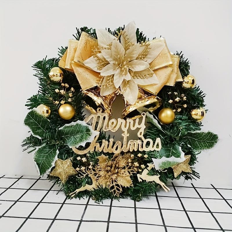 Christmas Themed Wreath, 1 Count Merry Christmas Hanging Ornament, Festive Holiday Cozy Atmosphere Decorations for Home Room Door