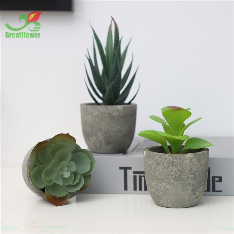 Succulent Plant Decoration Craft, 3pcs Home Decoration Simulation Potted Plants for Office, Artificial Decorative Potted Succulent Ornaments, Home Decor, Room Decor