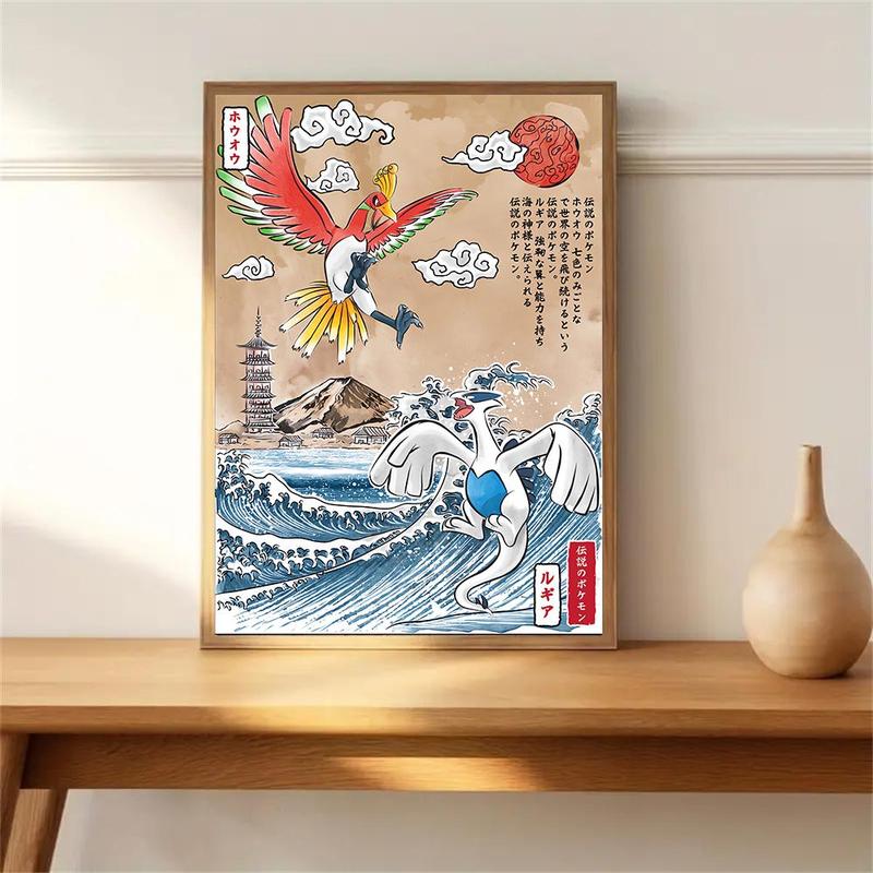 Cartoon Pattern Unframed Painting, 1 Count Retro Anime Figures Canvas Painting, Vintage Wall Art for Living Room Bedroom Home Decor