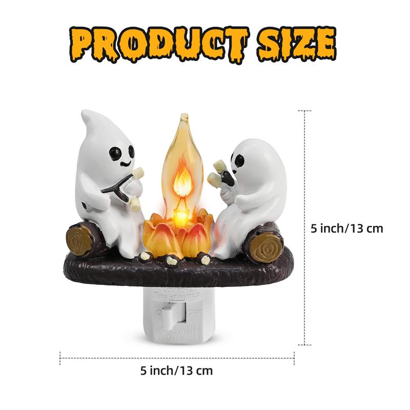 Festival Ghost Campfire Flickering Night Light, 3D LED Fake Fire Lamp,  2024 New Spooky Lights Candles Halloween Decoration Night Light for Home, Halloween Nightlight Indoor Decorations