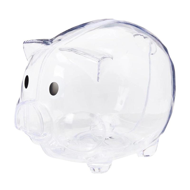 PLASTIC PIGGY BANK 5”X 4”x4