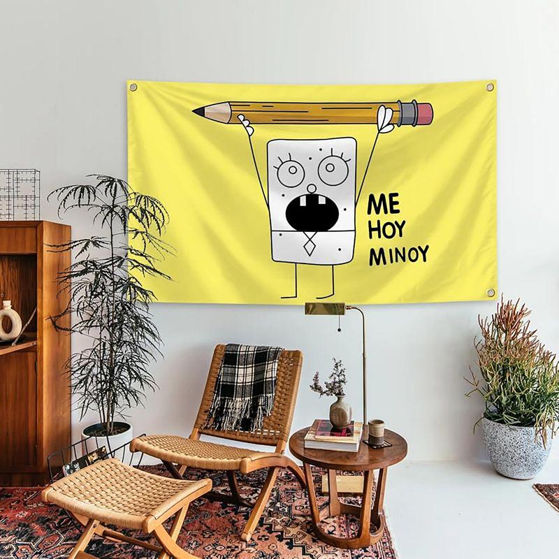 DoodleBob Me Hoy Minoy 3x5Ft Flag Tapestry for Wall Hanging Bedroom Living Room College Dorm Decor Banner With 4 Brass Grommets