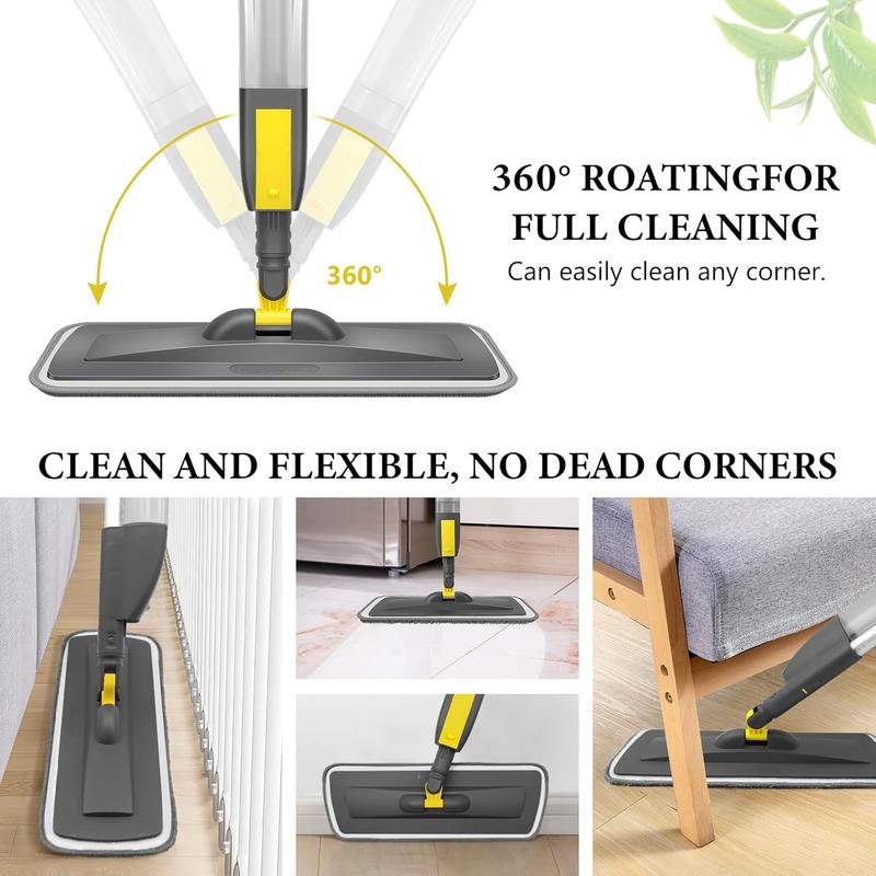 Mops for Floor Cleaning, Microfiber Spray Mop with 400ml Refillable Bottle and 2 Replacement Pads Dry Wet Floor Mop for Household or Commercial Use Dust Mop for Hardwood Laminate Tile Ceramic