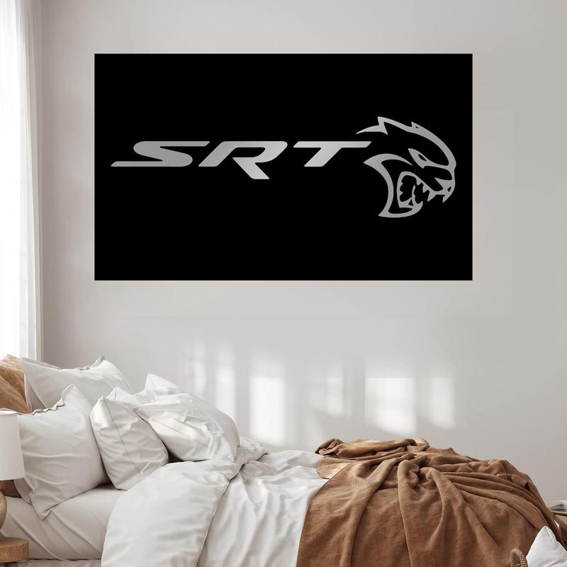 SRT Car Flag Black  with 4 Brass Grommets 3x5 Ft Wall Tapestry Banner for Indoor Outdoor Living Room Garden,Lawn,Yard Home Decor