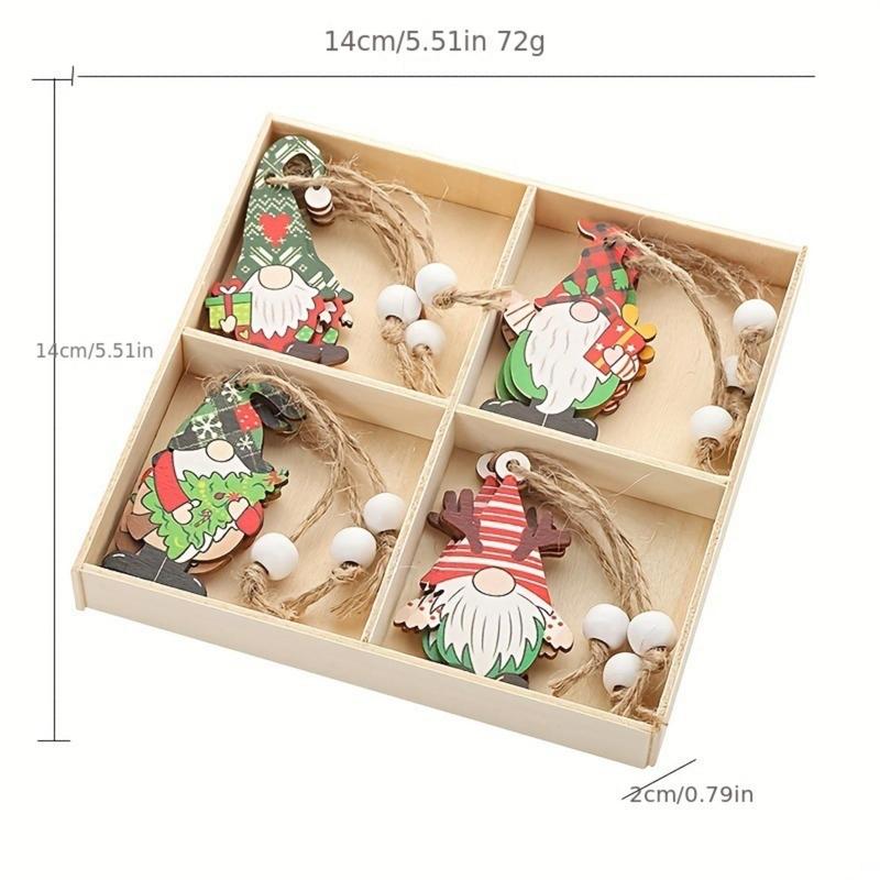 Boxed Christmas Tree Pendants, 12pcs box Cute Gnome Design Hanging Decoration, Christmas Decorations for Home Party Tree