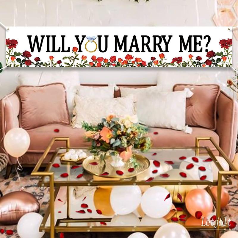 Christmas gift Will You Marry Me? 6ft Flower Banner – Perfect Engagement and Proposal Decoration for Valentine's Day and Summer Parties