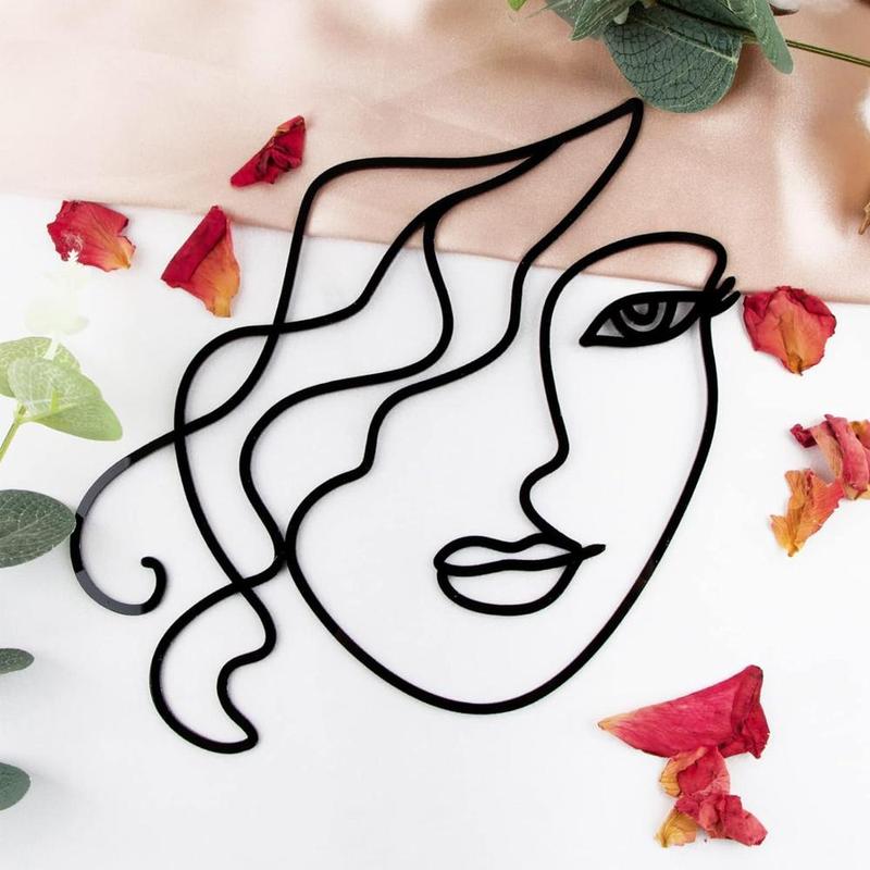 Abstract Face Design Cake Topper, 1 Count Acrylic Minimalist Art Lady Face Cake Decor, Birthday Cake Decoration Supplies, Wedding Supplies