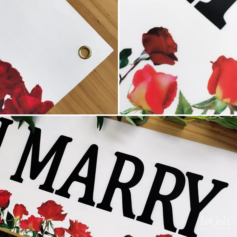 Christmas gift Will You Marry Me? 6ft Flower Banner – Perfect Engagement and Proposal Decoration for Valentine's Day and Summer Parties