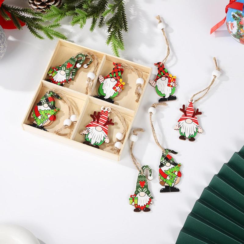 Boxed Christmas Tree Pendants, 12pcs box Cute Gnome Design Hanging Decoration, Christmas Decorations for Home Party Tree