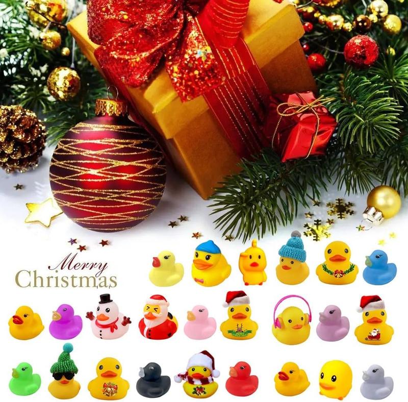 Advent Calendar Christmas Ducks,24 Days Christmas Countdown Calendar Gifts,Ducks Blind Box Holiday Party Favors, 2024 Xmas Surprise Gift, 24pcs Rubber Duck Blind Box