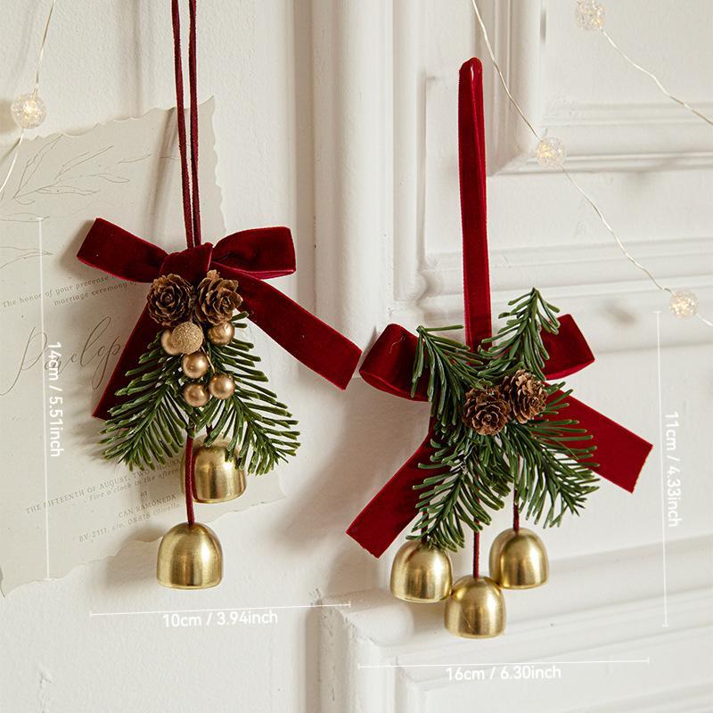 Christmas Tree & Pine Cone Design Hanging Ornament, 1 Count Bowknot Decor Hanging Decoration, Hanging Ornament for Door Handle, Wall, Car, Wall Light