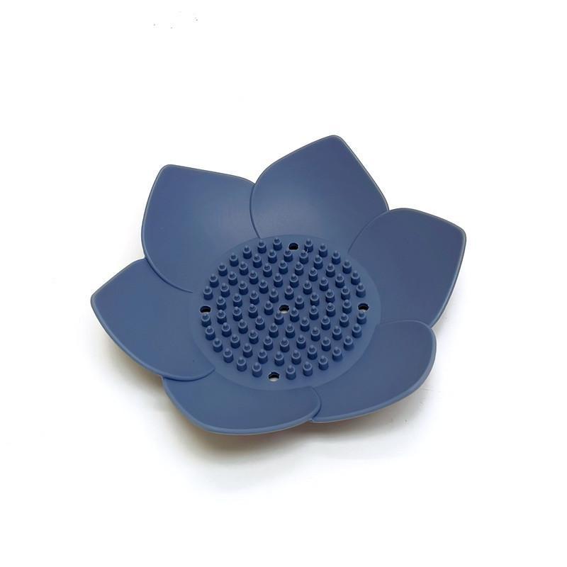 Lotus Shaped Soap Drain Holder, 5 Counts set Silicone Soap Box, Soap Bar Holder for Bathroom, Household Bathroom Supplies