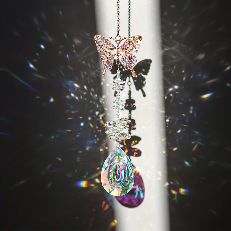 Artificial Crystal Suncatcher, 1 Count Butterfly Love Star Heart Sun Hanging Decor for Home Window, Car Decor, Gift for Girl Wedding, Thanksgiving, Christmas