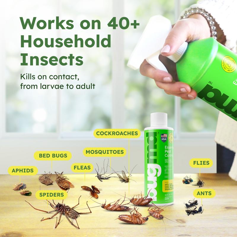 BugMD Essential Pest Control Concentrate – Natural Ant, Roach, Spider, and Flea Killer for Indoor & Outdoor Use with Essential Oils