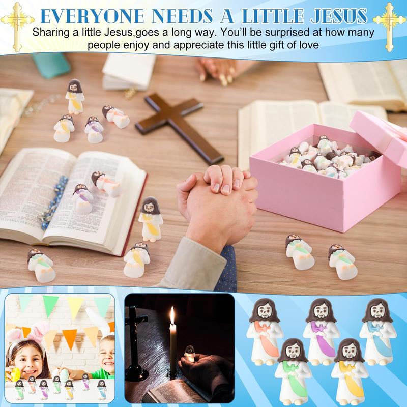 Mini Jesus Statue 50Pcs Mini Jesus Figures Glow in The Dark Little Jesus Figurines to Hide and Seek Religious Christmas Christian Baptism Gifts Creative Gift for Family Friend