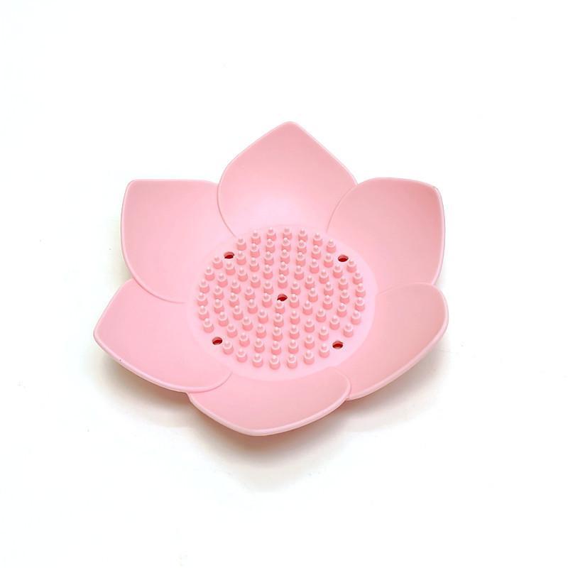 Lotus Shaped Soap Drain Holder, 5 Counts set Silicone Soap Box, Soap Bar Holder for Bathroom, Household Bathroom Supplies