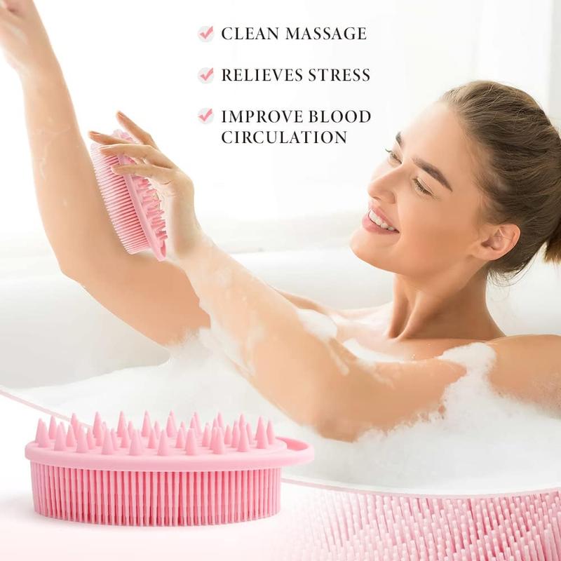 Silicone Body Scrubber, Silicone Loofah, 2 count Silicone Shower Scrubber,  Silicone Shower Scrubber, 2 in 1 Silicone Body Scrub Brush Scalp  Shampoo Brush for All Skin Men Women Bath Gift