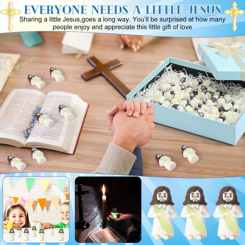 Mini Jesus Statue 50Pcs Mini Jesus Figures Glow in The Dark Little Jesus Figurines to Hide and Seek Religious Christmas Christian Baptism Gifts Creative Gift for Family Friend