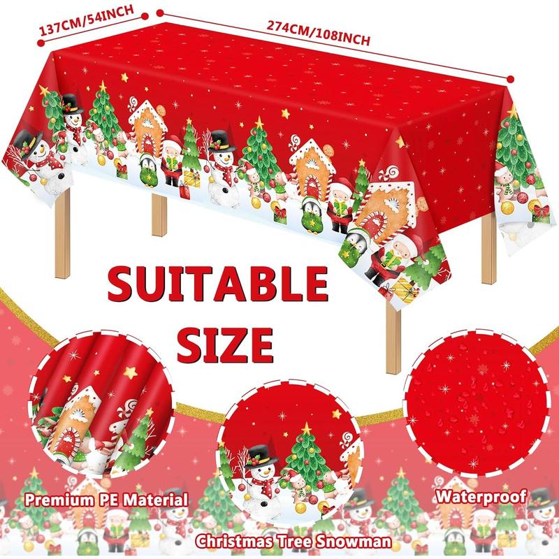 172Pcs Christmas Dinnerware Set Party Supplies Snowman Disposable Tableware Paper Plates and Napkins Banners Plastic tablecloths Cutlery Serves 24 for Merry Christmas Party Home Indoor Outdoor Decor