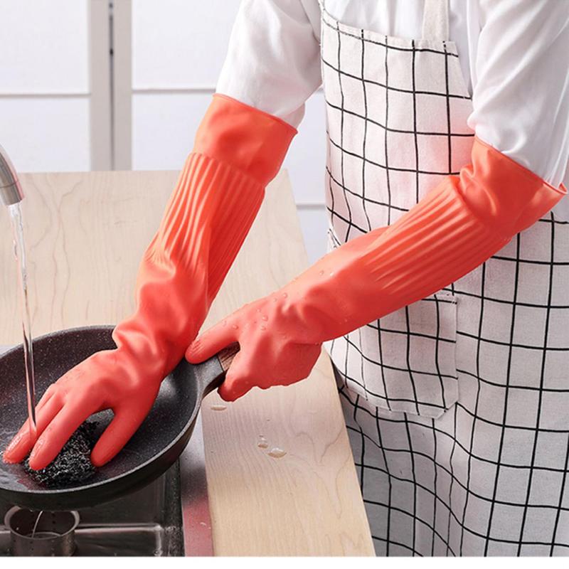 Thickened Household Cleaning Gloves, Long Sleeve Dishwashing Gloves, Anti-skid Gloves for Home Kitchen Use