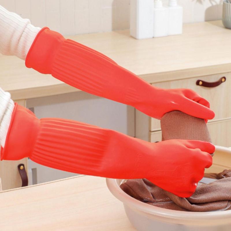 Thickened Household Cleaning Gloves, Long Sleeve Dishwashing Gloves, Anti-skid Gloves for Home Kitchen Use