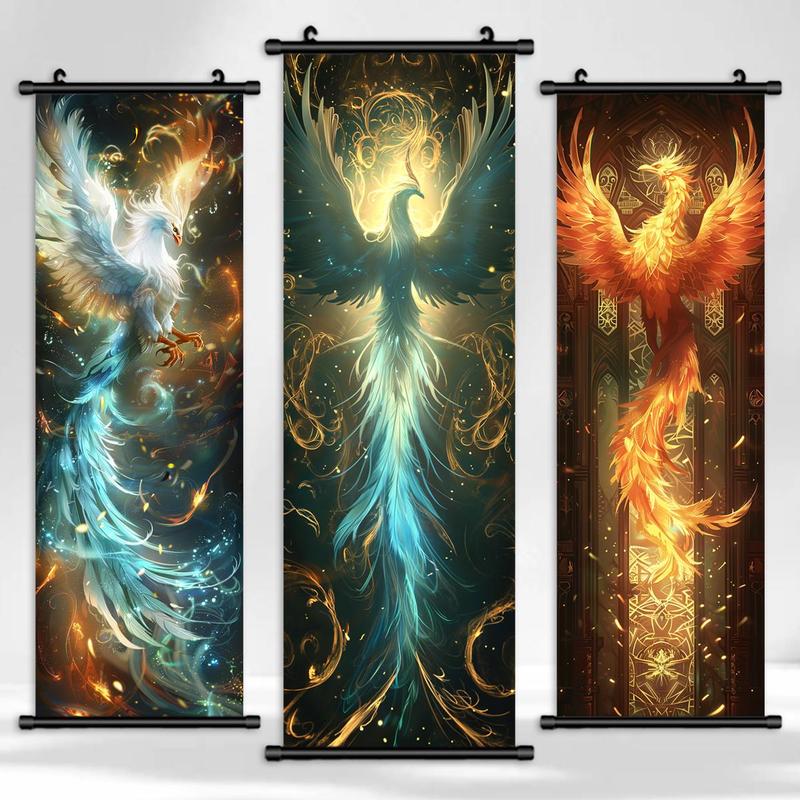 Phoenix Pattern Wall Tapestry, 3 Counts set Modern Art Creative Phoenix Poster, Wall Art Decor for Home Living Room Bedroom Study Room