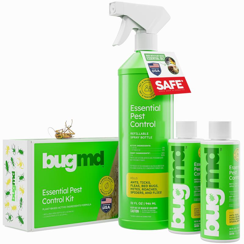 BugMD Essential Pest Control Concentrate – Natural Ant, Roach, Spider, and Flea Killer for Indoor & Outdoor Use with Essential Oils