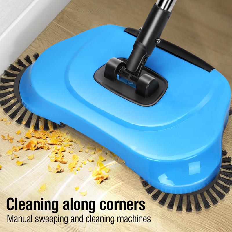 3-in-1 Multifunctional Hand Push Sweeping and Mopping With Dustpan Set,Flat Mop with Spiral Deep Clean System,Dry and Wet,Home Cleaning Supplies for Hard Floor,4 Replacement Clean ClothS,Two Colors