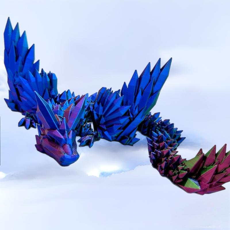 3D Printed Crystal Winged Dragon Figurine