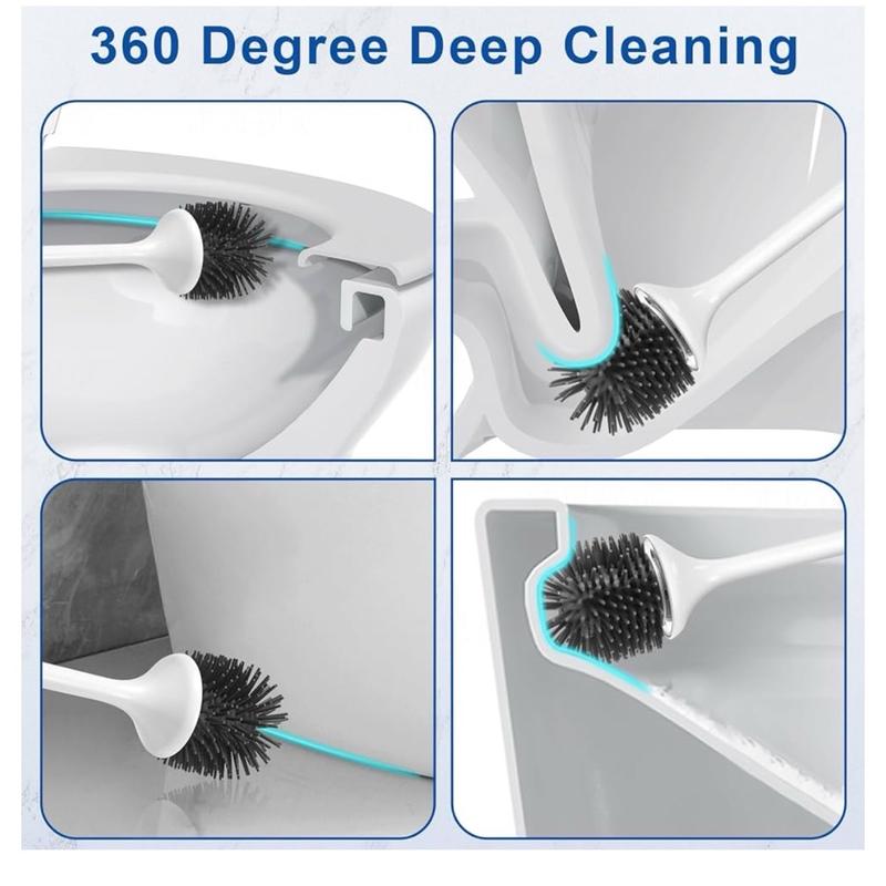 Electric Toilet Brush,Silicone Toilet Brush,Toilet Bowl Brush and Holder Set with Ventilated Holder,Toilet Brush, Floor Standing, Wall Mounted Without Drilling，Rechargeable Cleaning