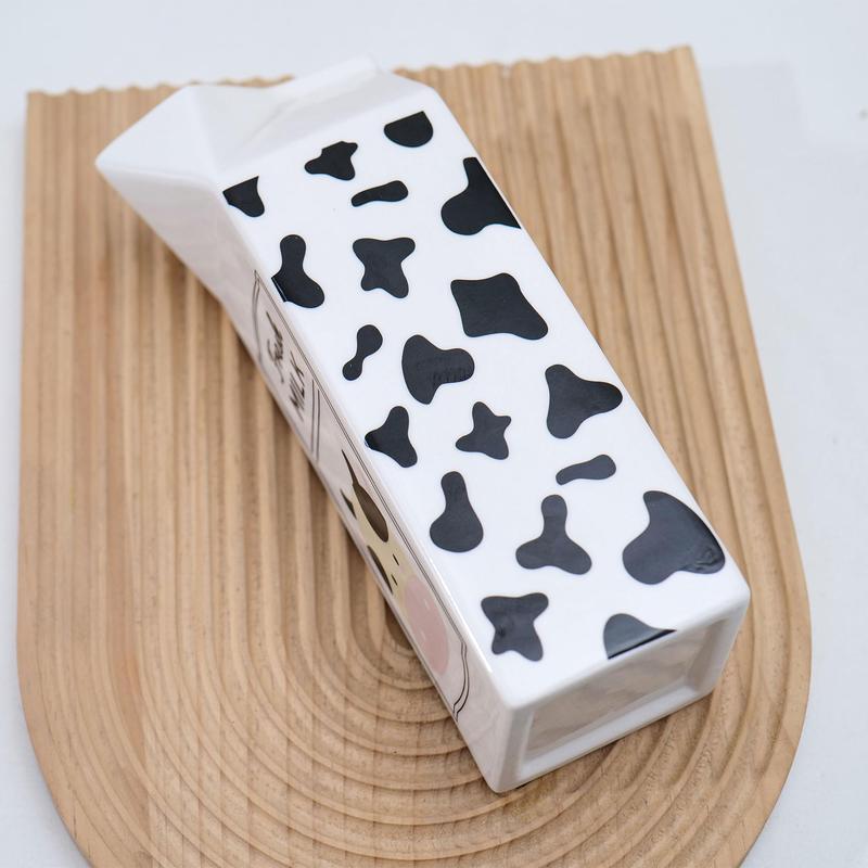 Fresh Milk Cow Pattern Ceramic Vase without Flower, 1 Count Creative Desktop Decorative Vase, Decorative Ornament for Home Living Room Bedroom Dining Room