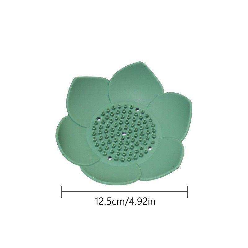 Lotus Shaped Soap Drain Holder, 5 Counts set Silicone Soap Box, Soap Bar Holder for Bathroom, Household Bathroom Supplies